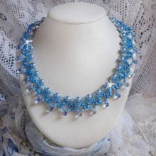 Lichte Azur ketting met Swarovski kristallen parels en glazen druppels
