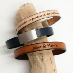 Lederen armband te personaliseren door gravure elegante magnetische sluiting