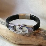 Gevlochten lederen handboei armband kleur en maat naar keuze