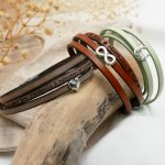 Aanpasbare multi-turn leren band met ster, oneindigheid of hart motief 