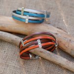 Dubbele lederen armband in duo met lussen in etnische stijl