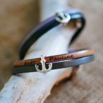 Lederen duo armband met gegraveerd marine anker ontwerp