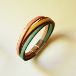 Dames manchetarmband in 4 pastelkleurige leersoorten