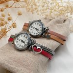 Horloge in zilver met duo-leren band in kleur naar keuze en persoonlijke gravure