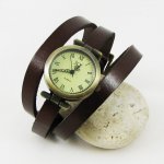Lederen armband horloge 3 beurten aanpasbaar