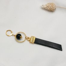 Solo lange bungelende oorbel in goud Leer Zwart of kleur naar keuze