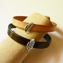 Aanpasbare leren armband en lus Epi de blé, noces de froment voor mannen en vrouwen