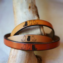 Trio lederen armbanden gepersonaliseerd door gravure met ontwerpen van uw keuze