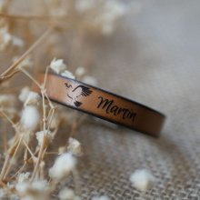 Lederen armband voor communie of doop gepersonaliseerd met de voornaam 