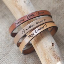 Aanpasbare gegraveerde leren armband voor mannen keuze van sluiting 