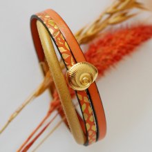 Gouden manchetarmband voor dames Gouden en oranje schelp