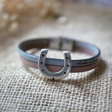 Lederen duo armband en hoefijzerlus aanpasbaar voor mannen of vrouwen