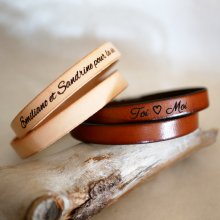 Lederen armband voor mannen met twee polsen, personaliseerbaar door gravure