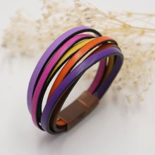Multi-lederen manchet armband in tonische kleuren