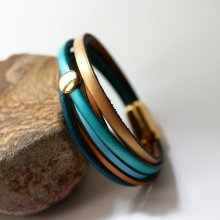 Blauw en gouden manchetarmband voor dames