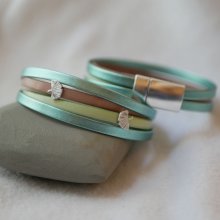 Lederen manchet armband met Ginkgo ontwerp te personaliseren 