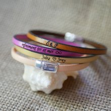 Leren armband met magnetische sluiting, gepersonaliseerd door gravure voor mannen of vrouwen