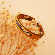 Florâme armband met grijs Misti liberty lint op mosterdleer