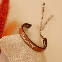 Florâme armband met vrijheidslint Ava herfst op camelkleurig leer