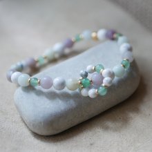 Aventurijn natuurstenen armband met miniparelring
