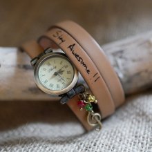 Rasta Reggaeb stijl horloge met lederen band 2 of 3 slagen verstelbare sluiting