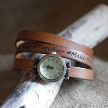 Aanpasbaar triple tour horloge met bronzen wijzerplaat 