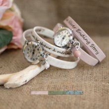 Zilveren horloge met kurken armband 2 slagen met verstelbare sluiting