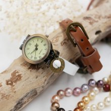 Lederen armbandhorloge, volledig aanpasbaar 