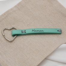 Aanpasbare handgenaaide leren sleutelhanger