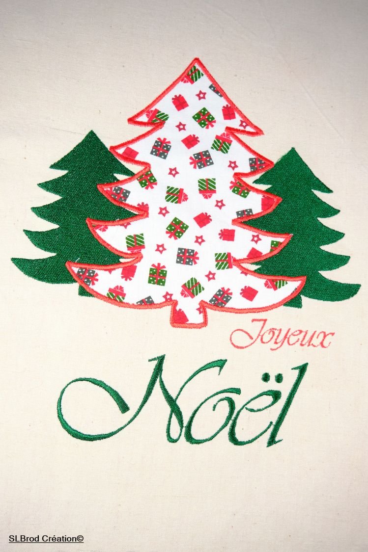 Grote kerstboom appliqué geschenken