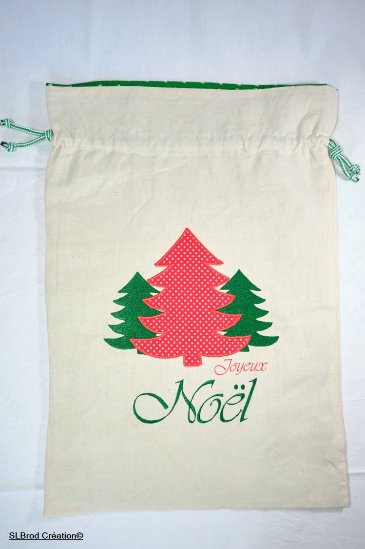 Kersttas groot formaat dennenboom rood appliqué