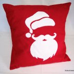 Kussenhoes kerstman hoofd in appliqué