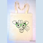 Geborduurde draagtas giraffe groene bril personaliseerbaar