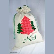 Kersttas groot formaat dennenboom rood appliqué