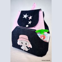Geborduurde kinderrugzak met roze hoed, personaliseerbaar