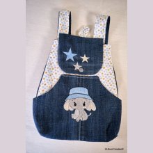 Geborduurde kinderrugzak met blauwe hoed, personaliseerbaar